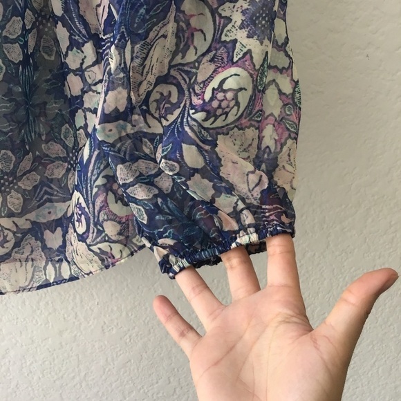 Foxiedox Floral Chiffon Off the Shoulder Blouse S - Picture 10 of 15